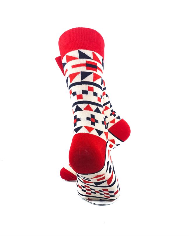 cooldesocks tribal red black crew socks rear view image