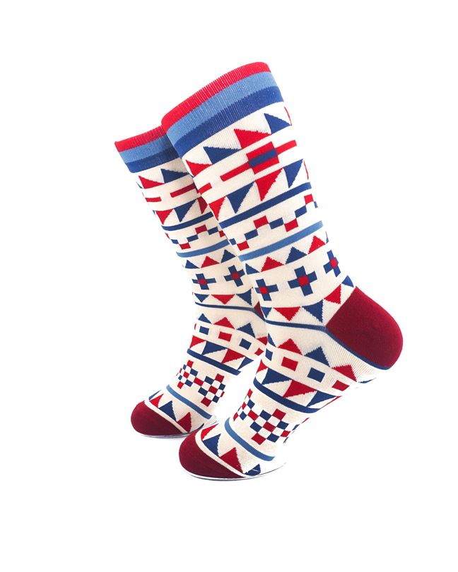 cooldesocks tribal red blue crew socks left view image