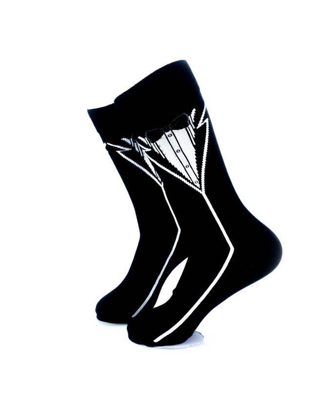cooldesocks tuxedo print crew socks left view image