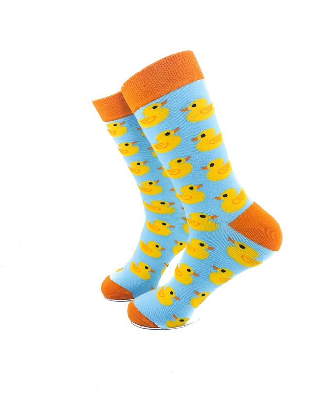 cooldesocks yellow duck orange crew socks left view image