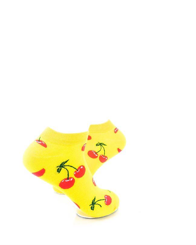 cooldesocks yellow pink cherry ankle socks right view image