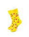 cooldesocks yellow pink cherry crew socks front view image