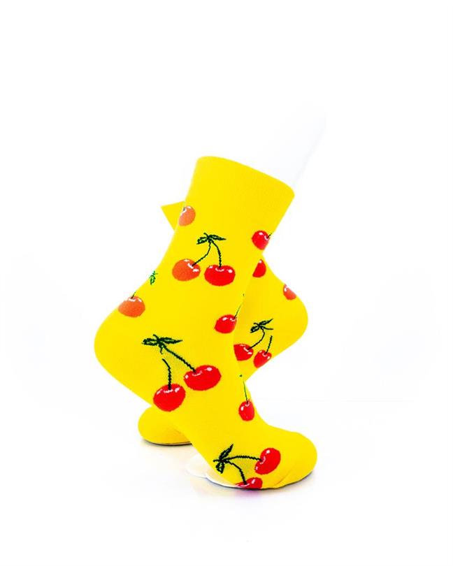 cooldesocks yellow pink cherry quarter socks right view image