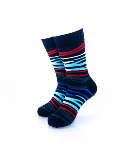 cooldesocks zebra pattern colorful crew socks front view image