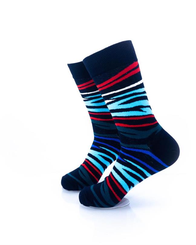 cooldesocks zebra pattern colorful crew socks left view image